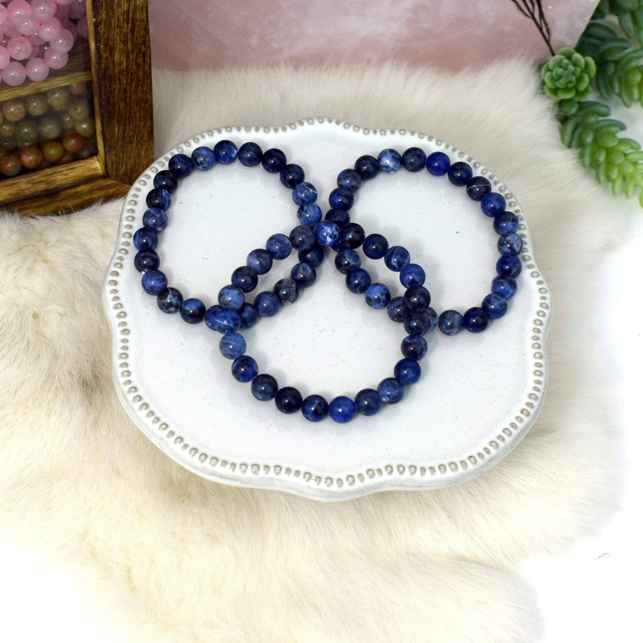 Sodalite Round Bead Bracelets (1BROWNSHELF-84)