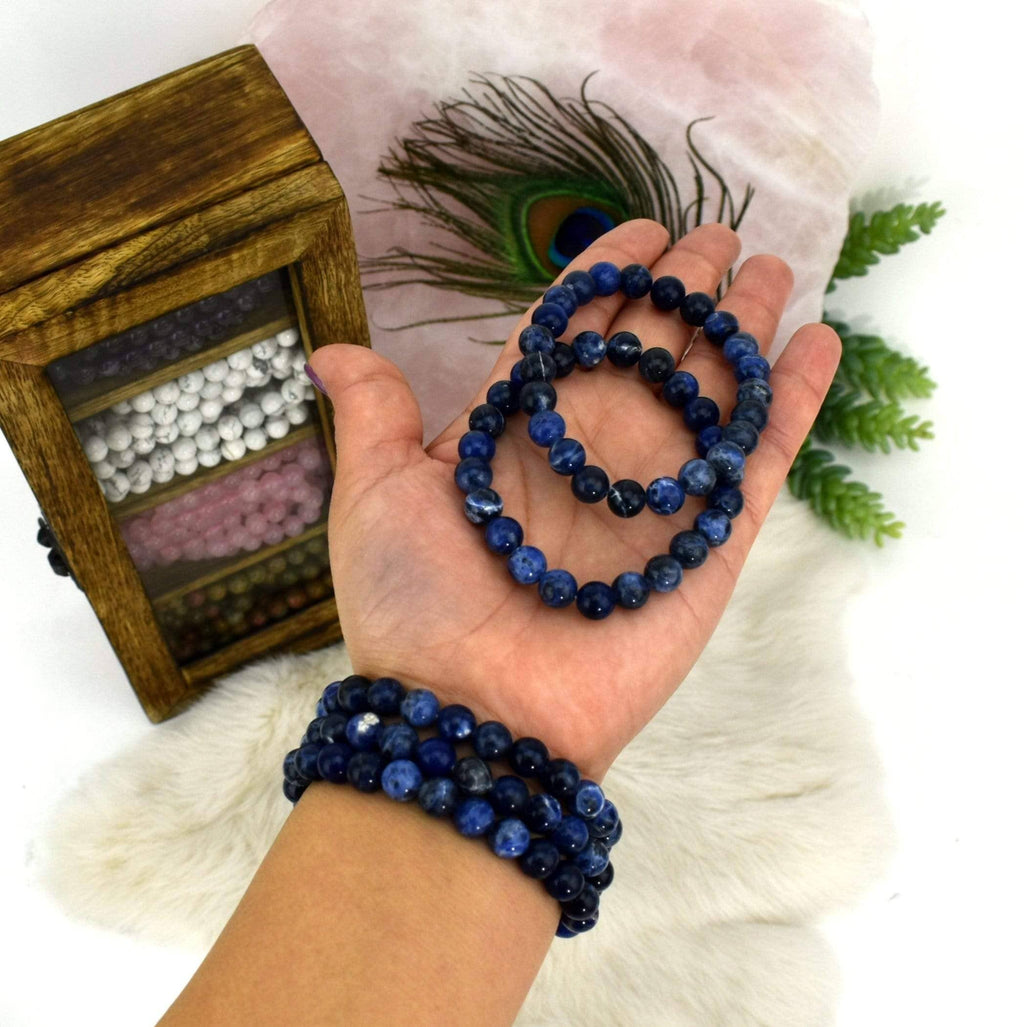 Sodalite Round Bead Bracelets (1BROWNSHELF-84)