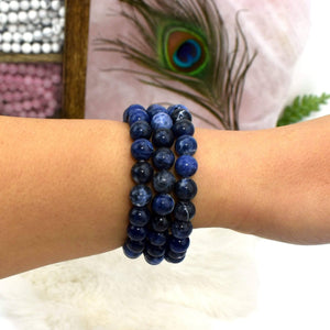 Sodalite Round Bead Bracelets (1BROWNSHELF-84)