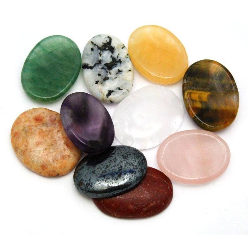 10 mixed Worry Stone Slabs - Thumb Stone - Chakra - (RK8B21)